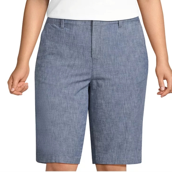 Lands' End Pants - LANDS END Classic Chambray 12" Inseam Blue Shorts Plus Size 14